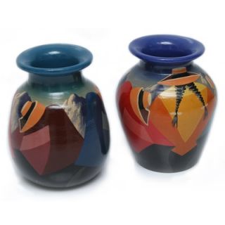 Novica Francisco Guerreros Time Out Ceramic Vase (Set of 2)