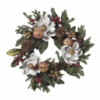 Nearly Natural 24 Magnolia Pinecone & Berry Wreath