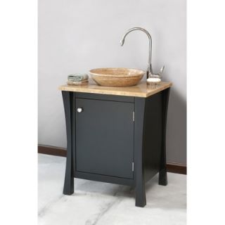 Virtu Luneberg Single Vessel 26 Bathroom Vanity in Black   LS 1019T