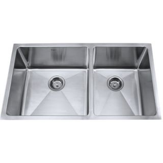 Kraus 33 Undermount 70/30 Double Bowl Kitchen Sink with 15 x 7