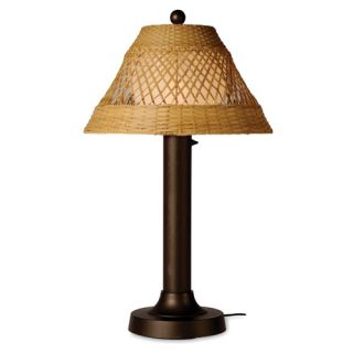 Java 34 Table Lamp with Antique Honey Shade and 3 Column in Bronze