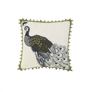 Waverly Casablanca Embroidered Peacock Accent Pillow