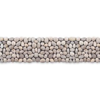 Decorative Pebbles 4 x 39 Interlocking Border Tile in Honed White