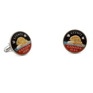 Penny Black 40 Hand Painted Canadian Nickel (5 Cent Coin) Cufflinks