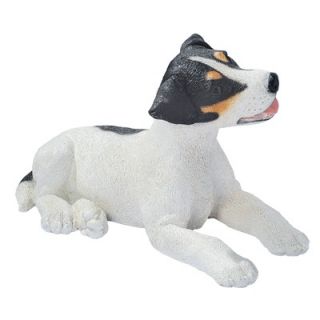 Design Toscano Jack Russell Puppy Dog Statue in Black and White