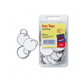 Metal Rim Key Tags, Card Stock/Metal, White, 50 per Pack