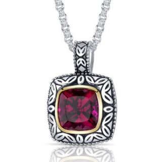 Cushion Cut 5.50 Carats Ruby Antique Style Pendant in Sterling Silver