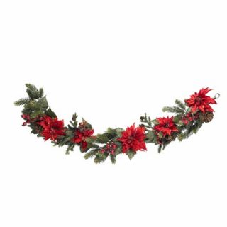 Nearly Natural 60 Poinsettia & Berry Garland