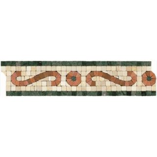 Shaw Floors Mosaic Scroll Listello Tile Accent in Rust / Green