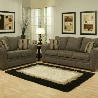 Empire Chenille Sofa and Loveseat Set in Slate