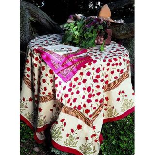 Couleur Nature Poppies Red Green 70 Round Tablecloth   99 20 70