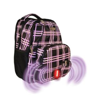 iSafe Built in Alarm School Backpack in Lavender Plaid Pattern