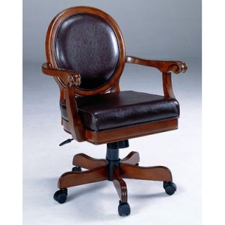 Hillsdale Warrington Caster Game Chair with Vinyl Seat in Rich Cherry