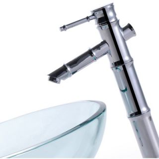 Kraus Clear Glass Sink and Bamboo Faucet   C GV 101 12mm 1300