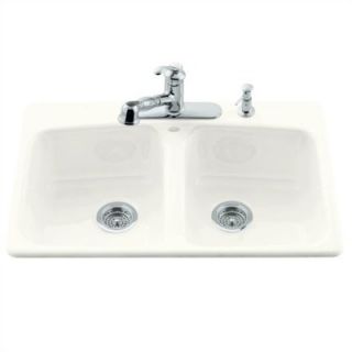 Kohler Brookfield Self Rimming Kitchen Sink in White with Five Hole