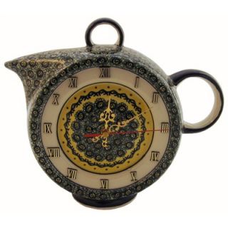 Polish Pottery Teatime Table Clock   Pattern DU1   1433 DU1