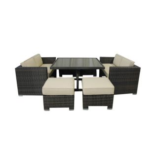 All Weather Wicker 7 Pieces Love Seat Dining Set