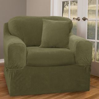 Maytex Collin Stretch Separate Seat Chair Slipcover in Moss