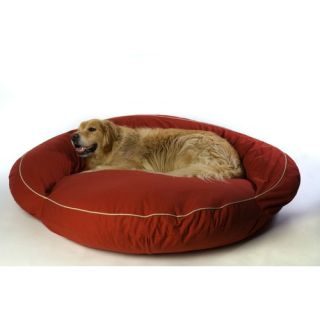 Classic Twill Bolster Dog Bed in Barn Red with Khaki Cording