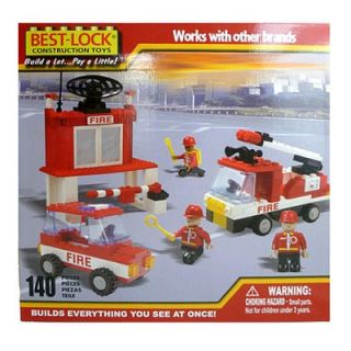  Lock Construction Fire Truck, Car and Station   140 Pieces