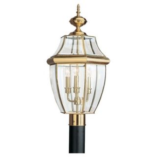 Sea Gull Lighting Classic Outdoor Post Lantern in Polished Brass