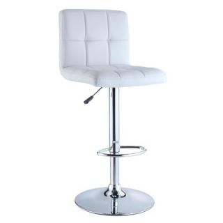 Powell Quilted Faux Leather Adjustable Height Bar Stool in White