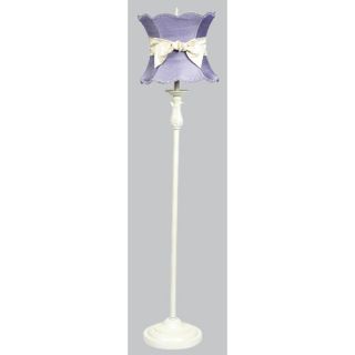 Ridged Floor Lamp with Lavender Scallop Hourglass Shade and Pink Sash
