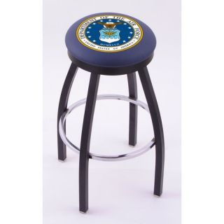 US Military Single Ring Swivel Barstool with Black Solid Base