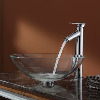Kraus Crystal Clear Glass Vessel Sink and Decus Faucet   C GV 100
