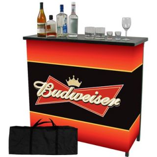Trademark Global Budweiser 2 Shelf Portable Bar Table with Carrying