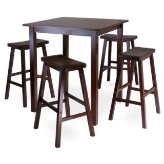 Winsome Parkland 5 Piece High Pub Table with 4 Saddle Seat Stools