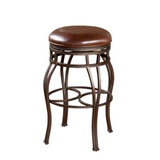 Bella Backless Stool in Pepper with Bourbon Leather