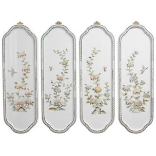 Oriental Furniture Birds and Flowers Curved Wall Plaques in Clear