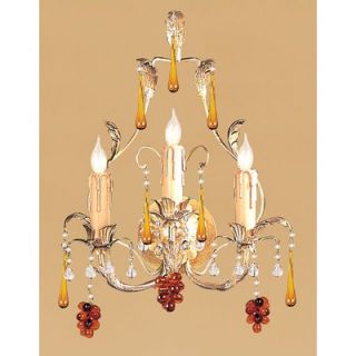 Crystorama Ritz Candle Wall Sconce Adorned with Amber Colored Murano
