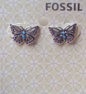 Fossil Butterflies in Flight Rhinestone Earrings