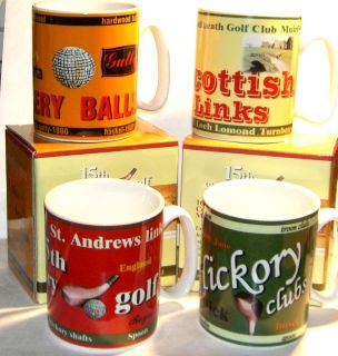 15th Century Golf Mugs   Set of 4   Scotland Golf Themes 16 fl/oz