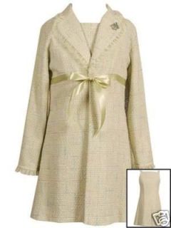 RARE Editions 2pc Mint Green Twill Dress Coat Set 14