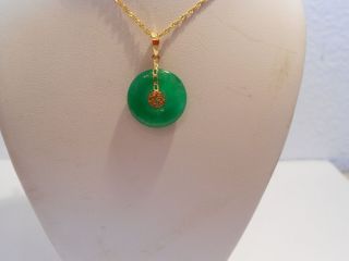 Jade Donut Goodluck Pendant 14kt Gold Without Chain