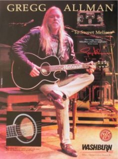 Gregg Allman RARE Melissa Washburn Guitar Promo Poster My Cross to