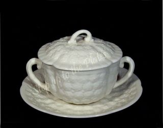 Lenox China HAWTHORNE Covered Bouillon Cup Bowl Saucer /s Lid Cream