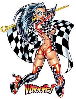  RACING HOTROD Racetrack GIRL STICKER/Vinyl DECAL Art By Armando Huerta