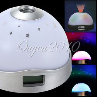  LED Star Night Light Magic Projection Projector Alarm Table Clock