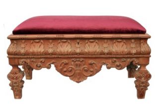 Signed Johnson Handley Elaborately Carved Bench 19th