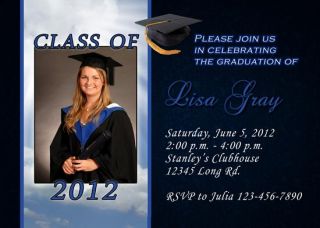 2012 Graduation School Custom Invitation Party w Photo Invite I Create