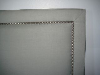 Restoration Hardware Wallace Upholstered Headboard in Silver Sage Cal