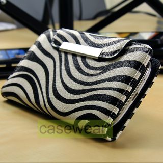 White Zebra Flip Pouch Wallet Hard Cover Case for Samsung Galaxy s 3