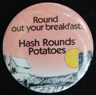 Old HARDEES Hashbrowns Button   Fast Food Breakfast Employee   Hash