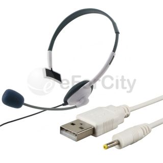 USB Charger Cable Headset w Mic for Xbox 360 Wireless