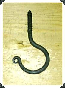 Large Hand Forged Wrought Iron Screw Hooks Singles