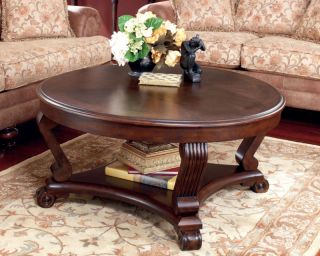 GRANDVIEW   TRADITIONAL CHERRY ROUND COCKTAIL COFFEE TABLE LIVING ROOM
